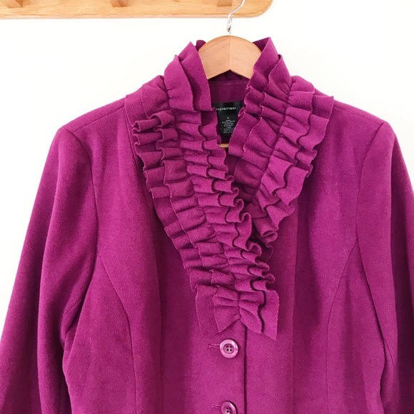 Spense Jackets & Blazers - Spense Rich Purple Ruffle Collar Coat XL